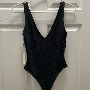 Black V-Neck Bodysuit